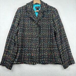 Axcess Tweed Blazer‎ Womens 12 Fringe Trim Academic Classic